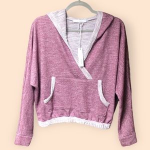 Six Fifty Clothing NWT Boho Hooded Sweatshirt Cinched Bottom Dusty Pink Medium